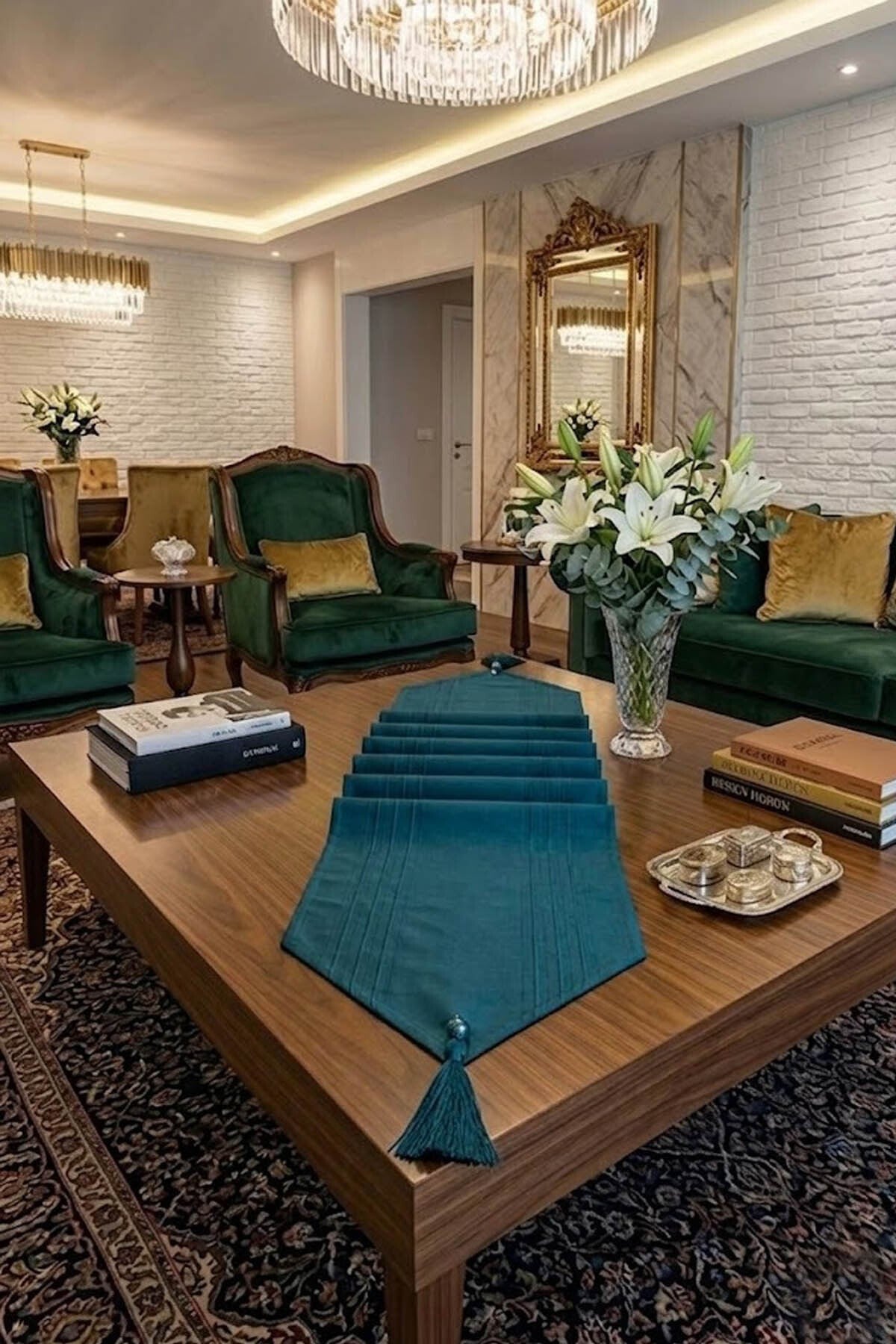 Çizgili Tek Runner, Colber Tek Runner 40x140cm Petrol