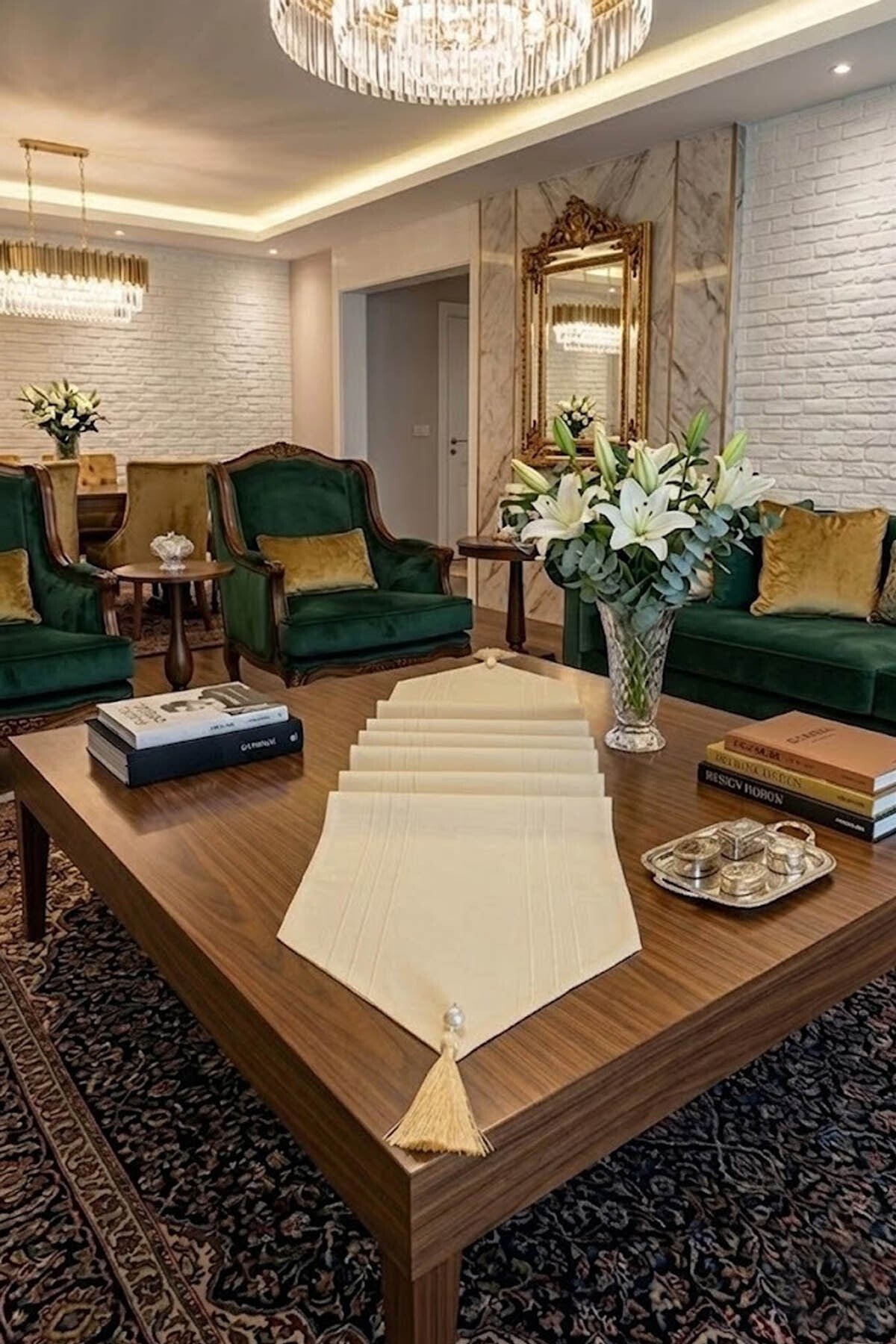 Çizgili Tek Runner, Colber Tek Runner 40x140cm Krem
