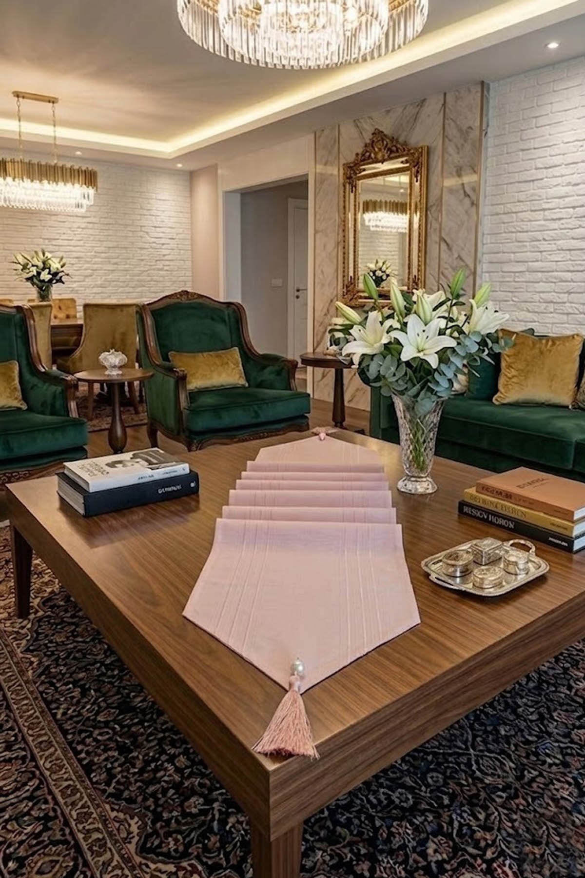 Çizgili Tek Runner, Colber Tek Runner 40x140cm Pudra