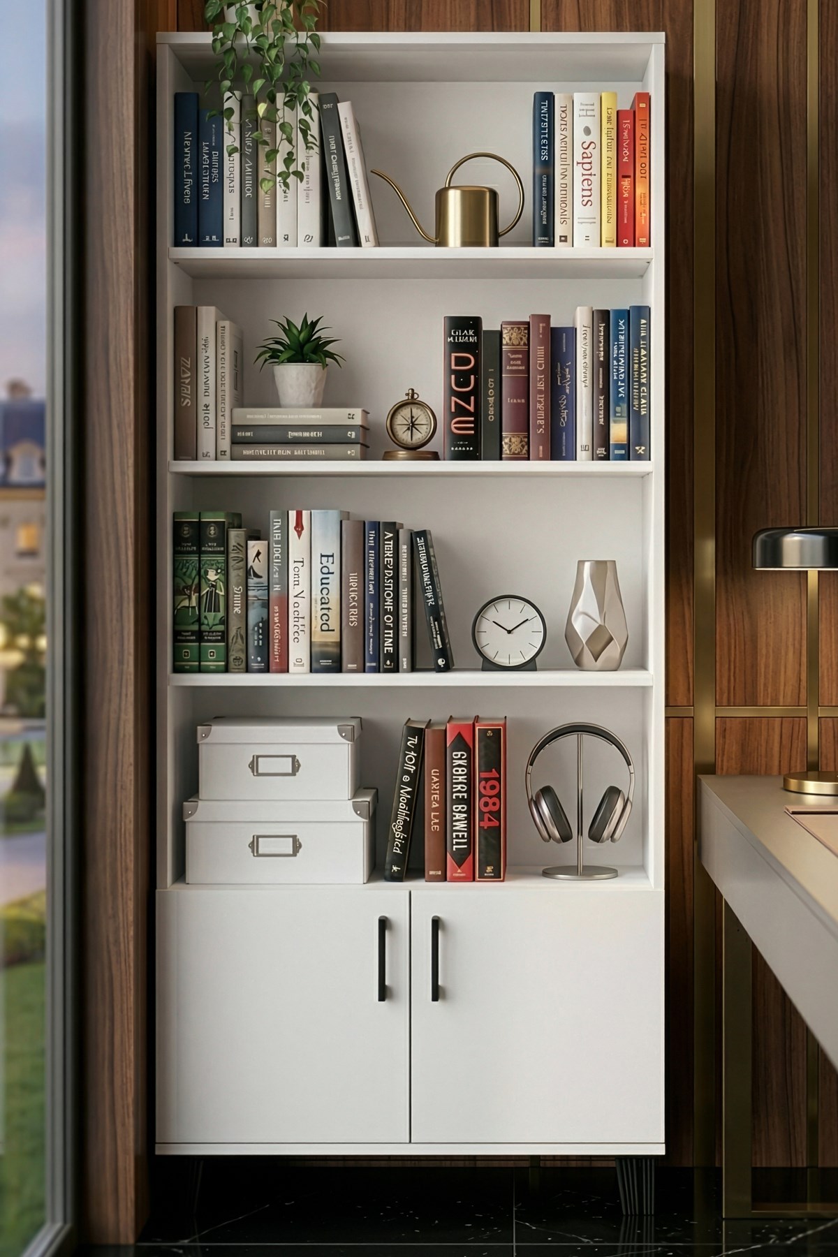 Çok Amaçlı Kitaplık Suntalam Beyaz 75x190