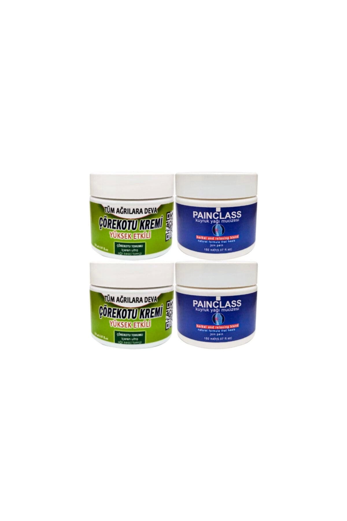 Çörek Otu Kremi Etkili Orta Boy 2x 100 ml + Painclass 2x 150 ml Kuyruk Yağı Kremi