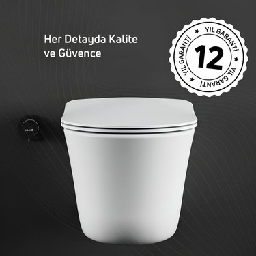 Creavit Nora Vortex Beyaz Asma Klozet NO323, Creavit Nora Duck Duroplast Yavaş