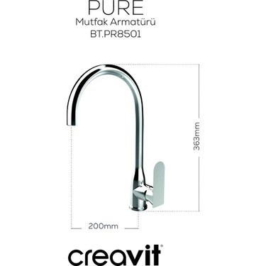 Creavit Pure Krom Mutfak Eviye Bataryası