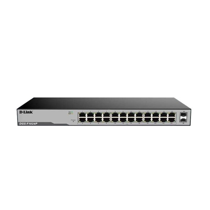 D-LINK DL-DGS-F1024P 24 PORT GIGABIT 2X1GB SFP YÖNETİLEMEZ 250W POE SWITCH