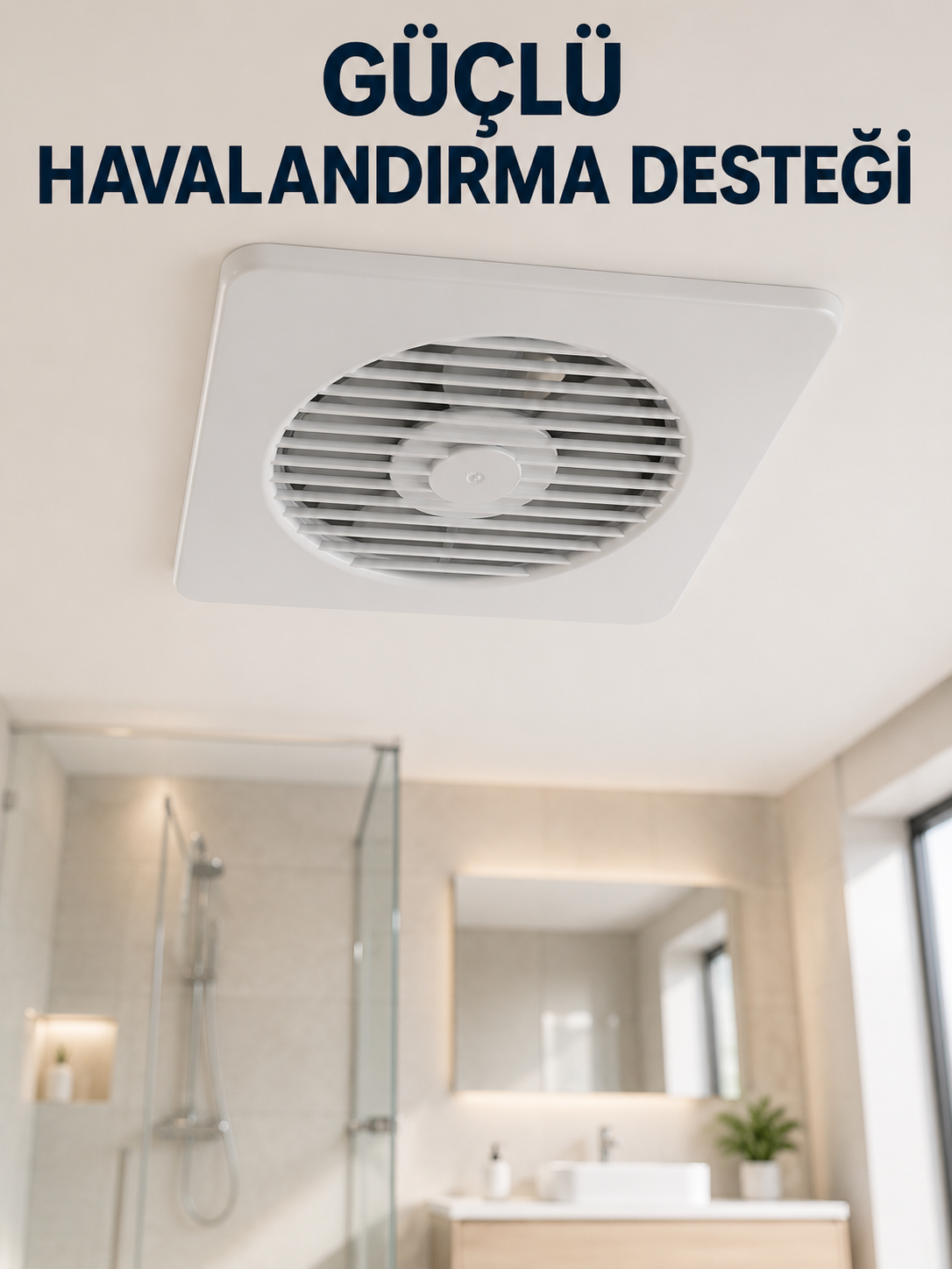 Dekoratif Banyo ve Mutfak Aspiratörü 150 mm 20,8 x 20,8 cm 20 W Havalandırma Fanı