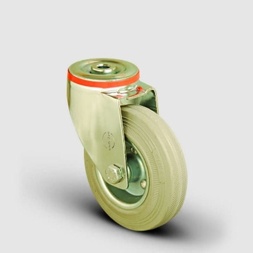 Delik Bağlantılı Gri Kauçuk Tekerlek Çap:125