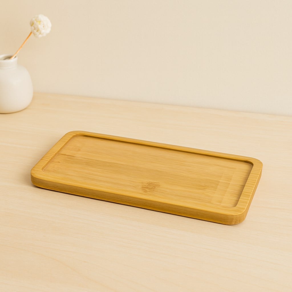 Dikdörtgen Ahşap Bambu Yağdanlık Altlık 20x10 cm