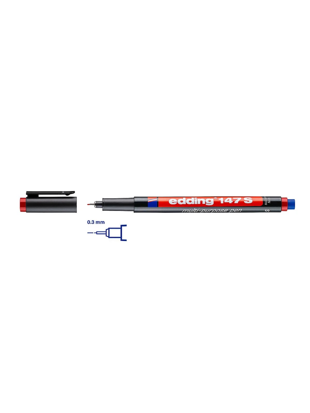 EDDİNG 147S ASETAT KALEMİ KIRMIZI