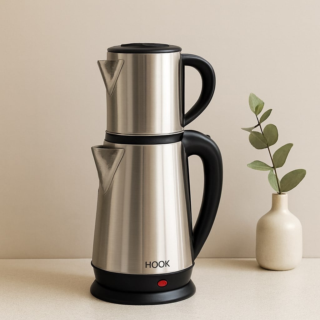 Elektrikli Çay Makinesi 1.8L Su Isıtıcı + 0.8L Demlik 1800W