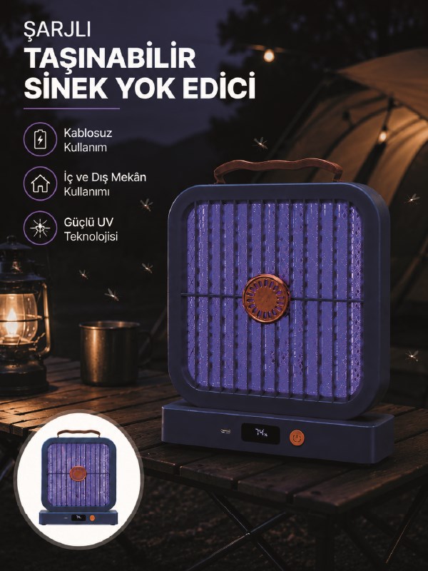 Elektrikli Sinek Öldürücü 365NM UV Işıklı Masaüstü Cihaz Mavi Renk