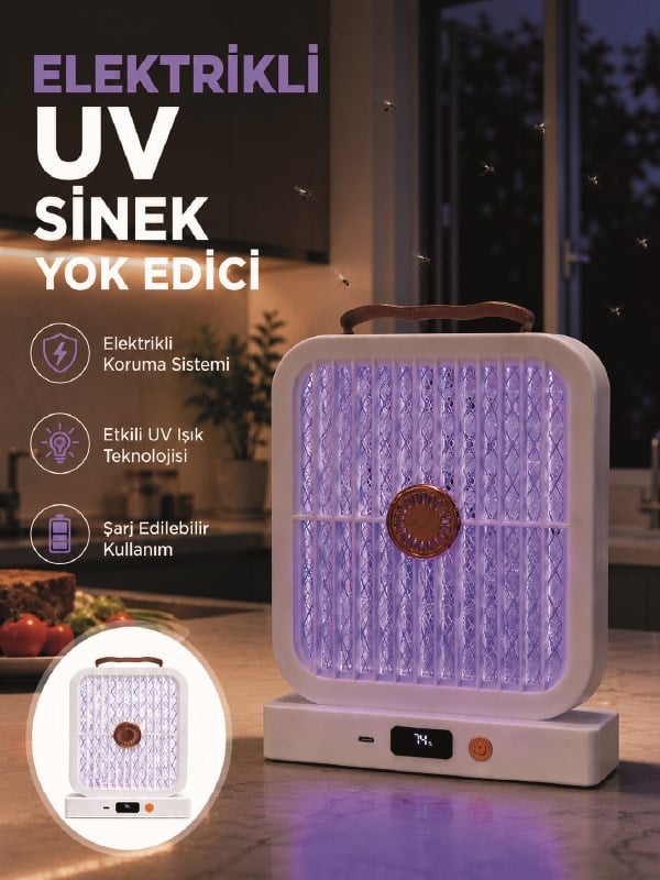Elektrikli Sinek Öldürücü UV Işıklı Masaüstü Cihaz Beyaz Renk
