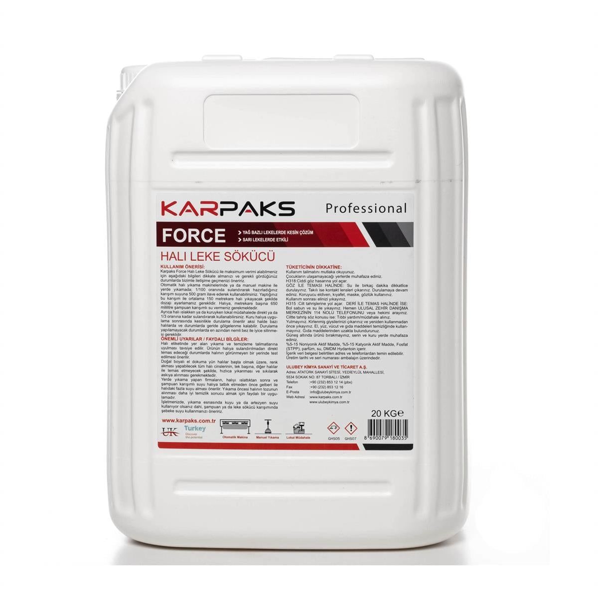 Force Halı Leke Sökücü 20 Kg