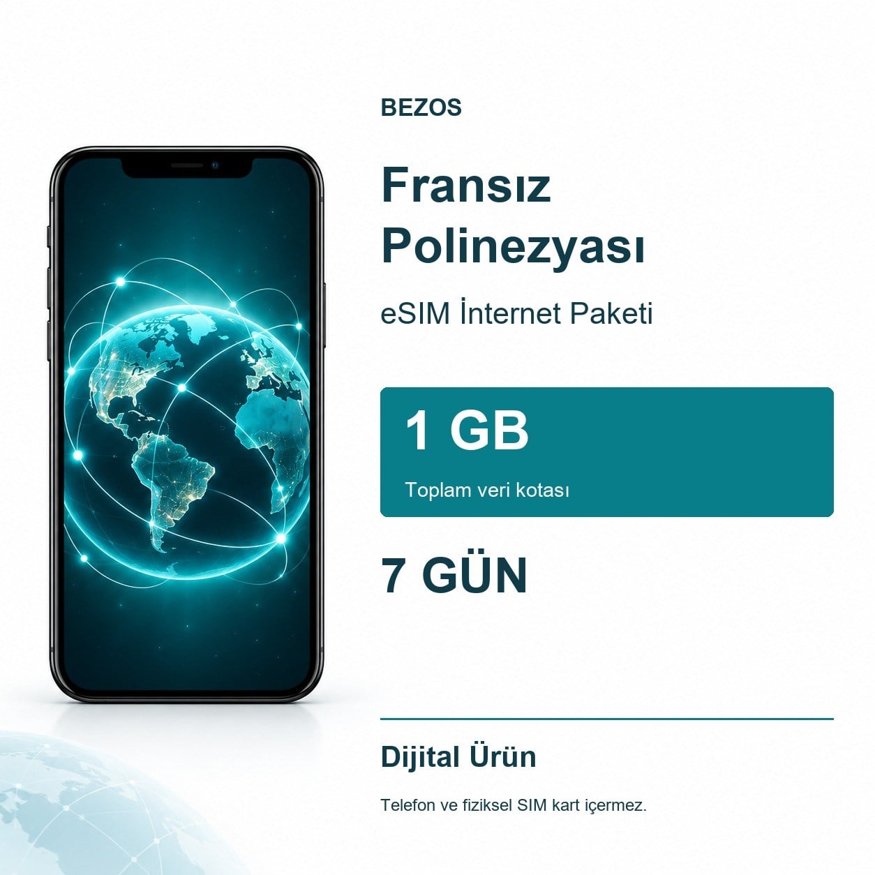 Fransız Polinezyası eSIM İnternet Paketi 1 GB 7 Gün