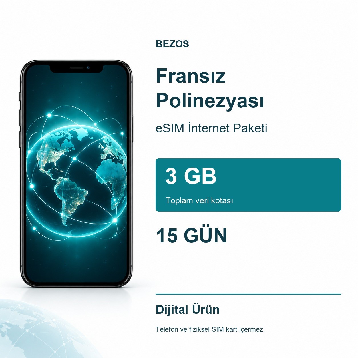 Fransız Polinezyası eSIM İnternet Paketi 3 GB 15 Gün