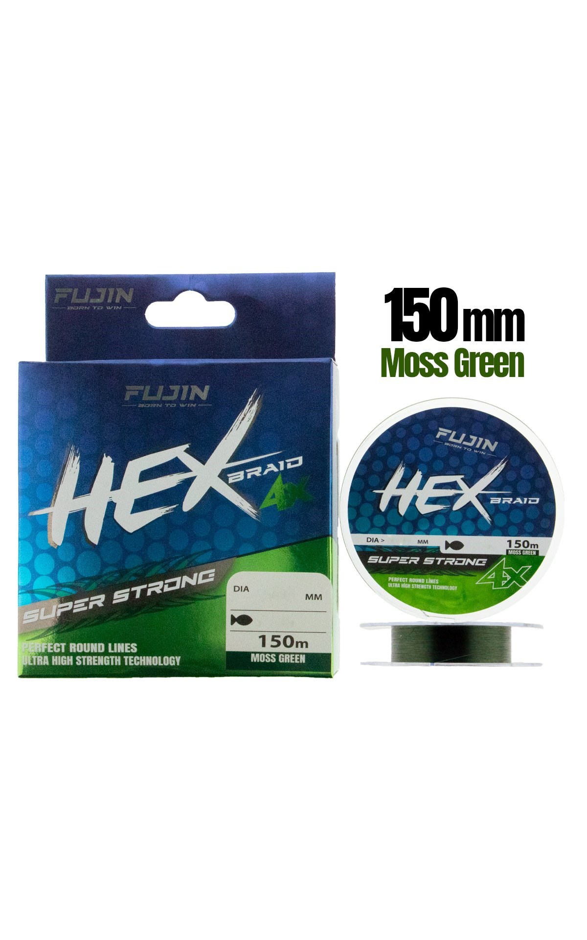 Fujin Hex Braid 4x 150mt Moss Green PE İp Misina - 0.14MM