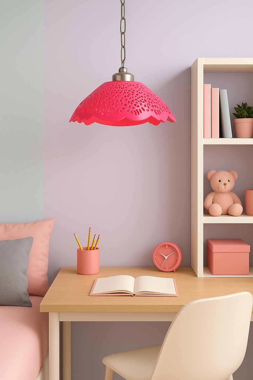 Fuşya Akrilik Avize Soft Pembe Modern Aydınlatma 35x35x12 cm