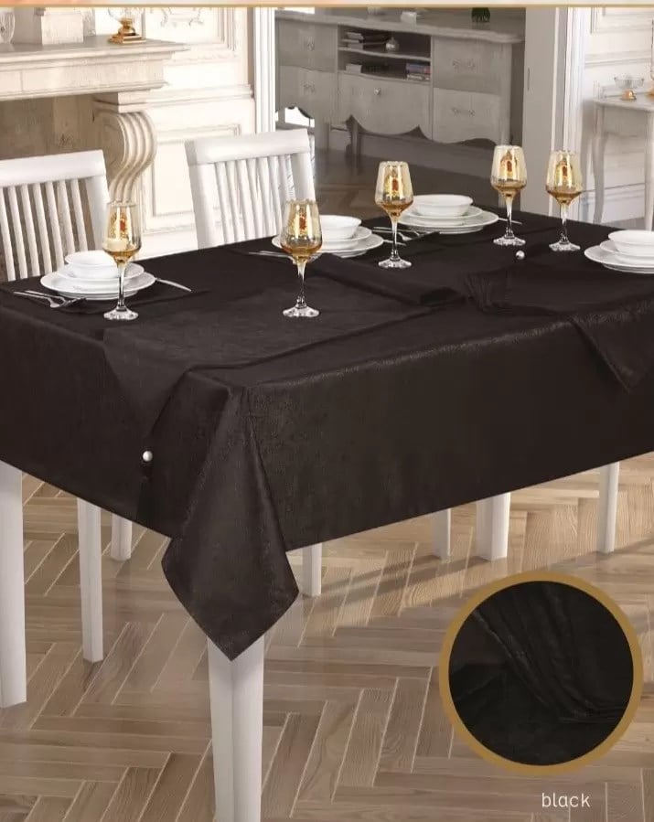 Gabi Siyah 12 Kişilik 26 Parça Amerikan Servisli 155 × 220 cm Masa Takımı