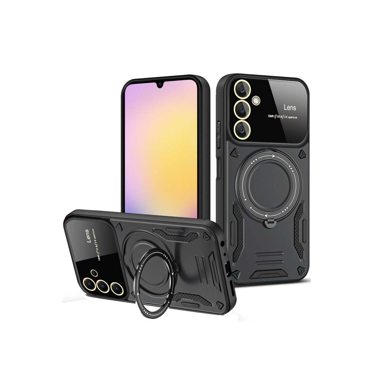 Galaxy A15 4G Kılıf Joy Lens Standlı Kapak - Siyah