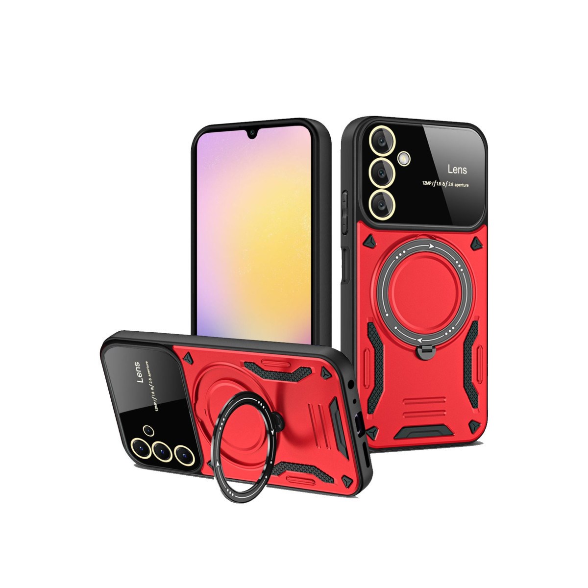 Galaxy A55 5G Kılıf Joy Lens Standlı Kapak - Kırmızı