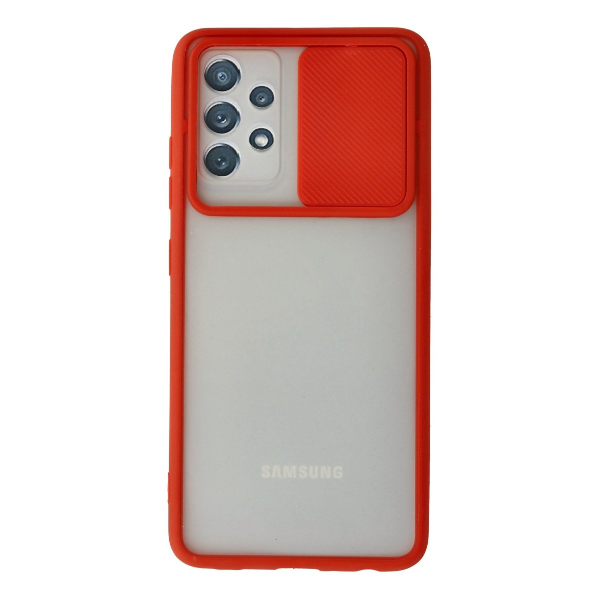 Galaxy A72 Kılıf Palm Buzlu Kamera Sürgülü Silikon - Kırmızı
