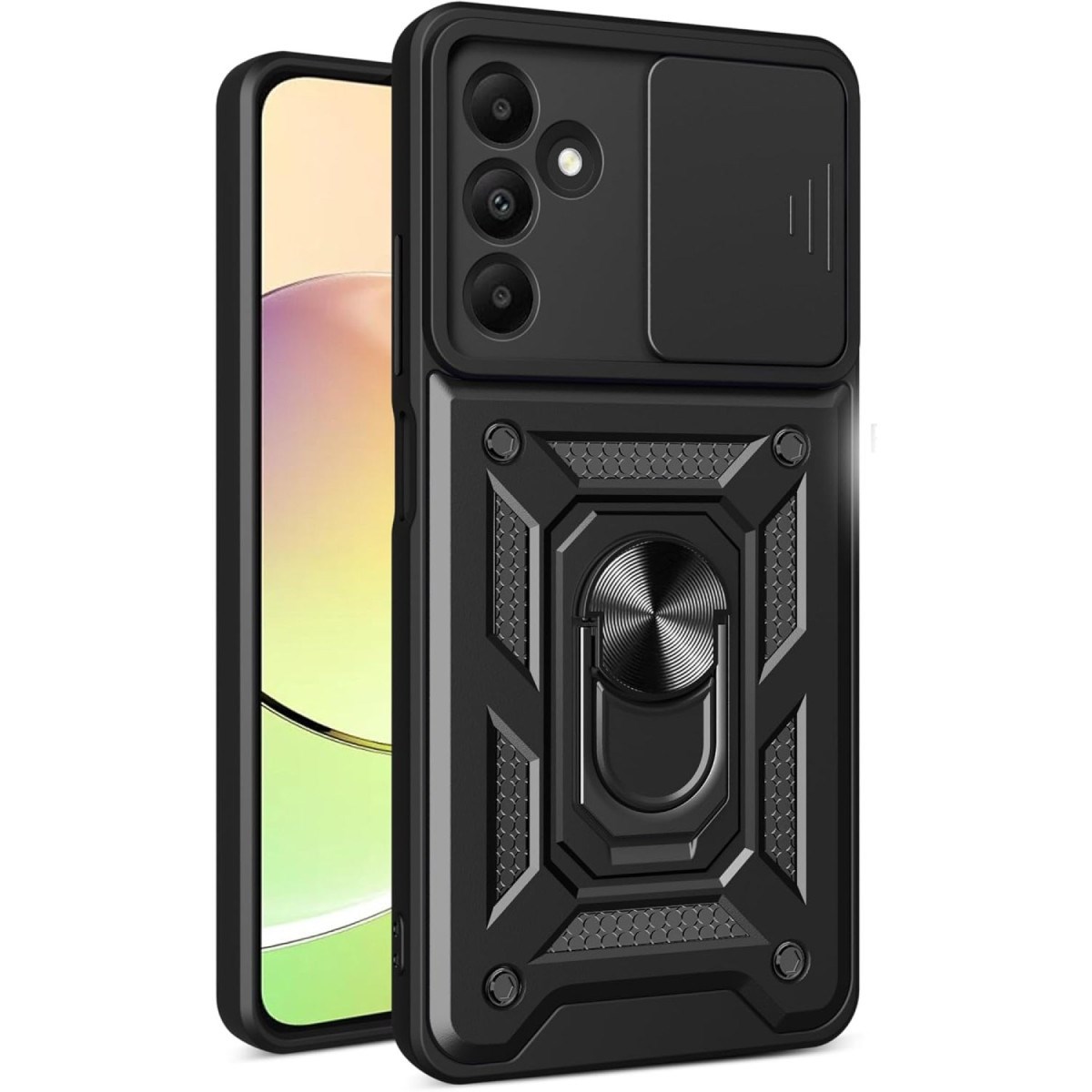 Galaxy M15 Kılıf Pars Lens Yüzüklü Silikon - Siyah