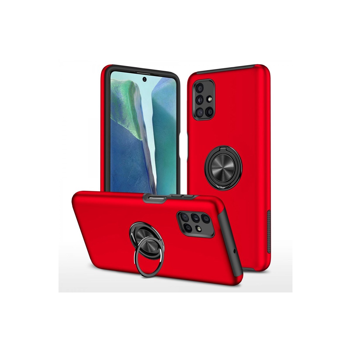 Galaxy M51 Kılıf Elit Yüzüklü Kapak - Kırmızı