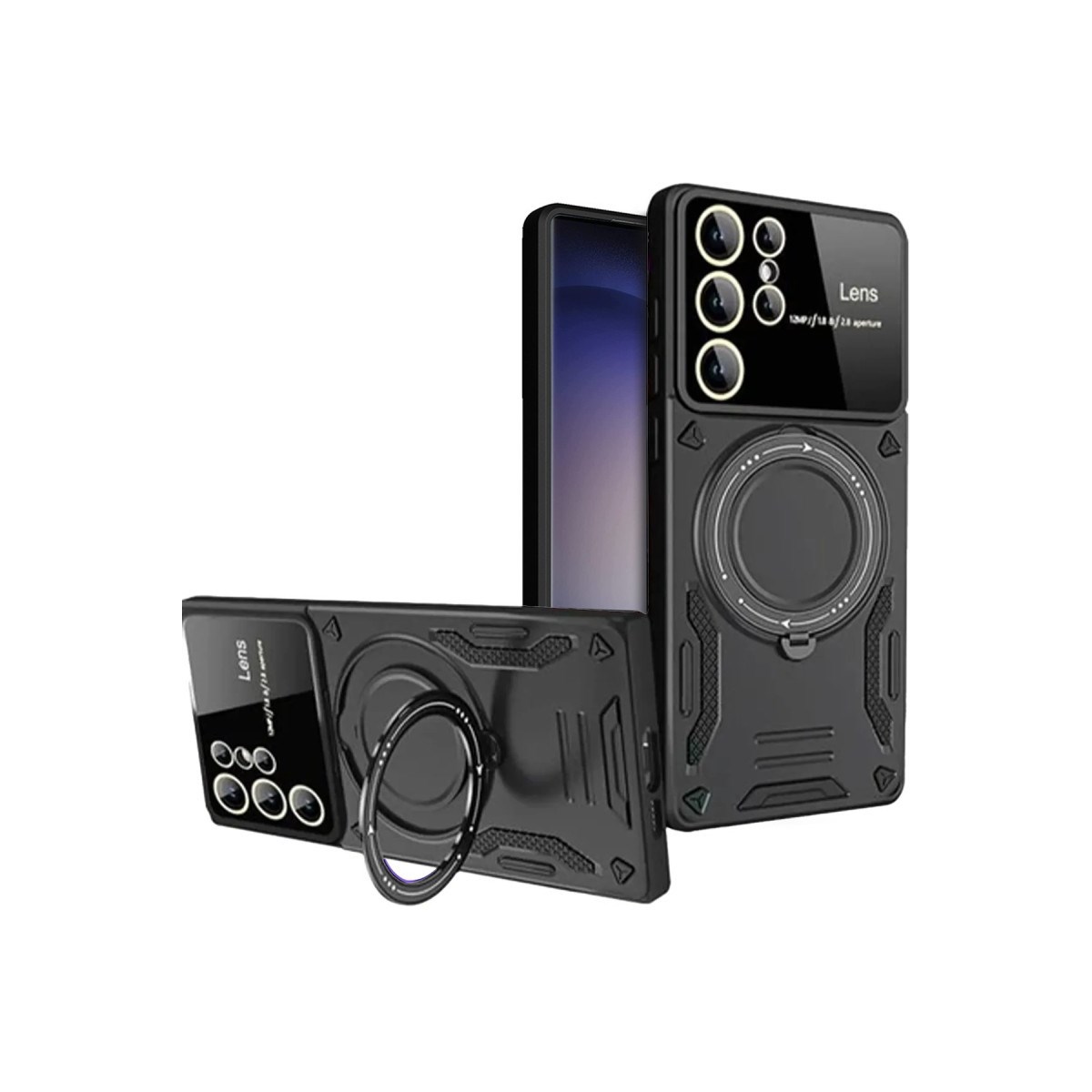 Galaxy S25 Ultra Kılıf Joy Lens Standlı Kapak - Siyah