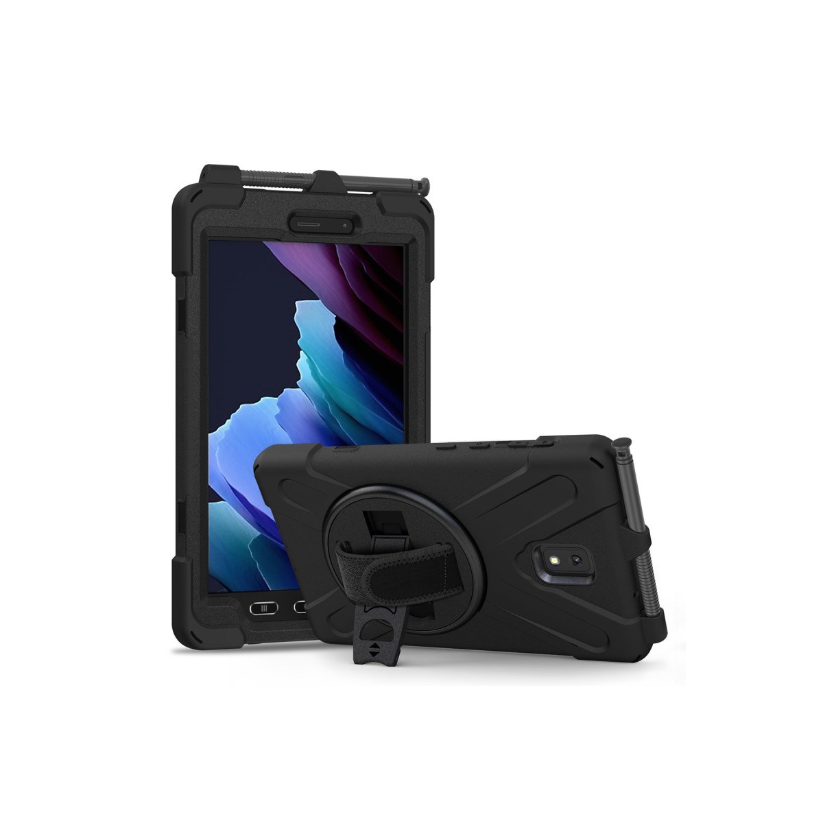 Galaxy T577 Tab Active 3 Kılıf Amazing Tablet Kapak - Siyah