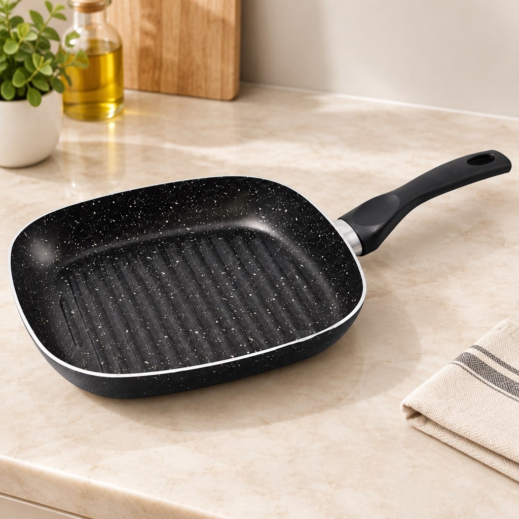 Granit Kaplamalı Tek Saplı Grill Tava