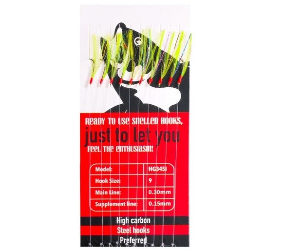 HG3451 Effe Çapari Mackarel 9 Numara 10 İğneli A.Yeşil Floşlu Hologram Simli