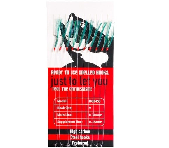 HG3453 Effe Çapari Mackarel 9 Numara 10 İğneli K.Yeşil Floşlu Hologram Simli