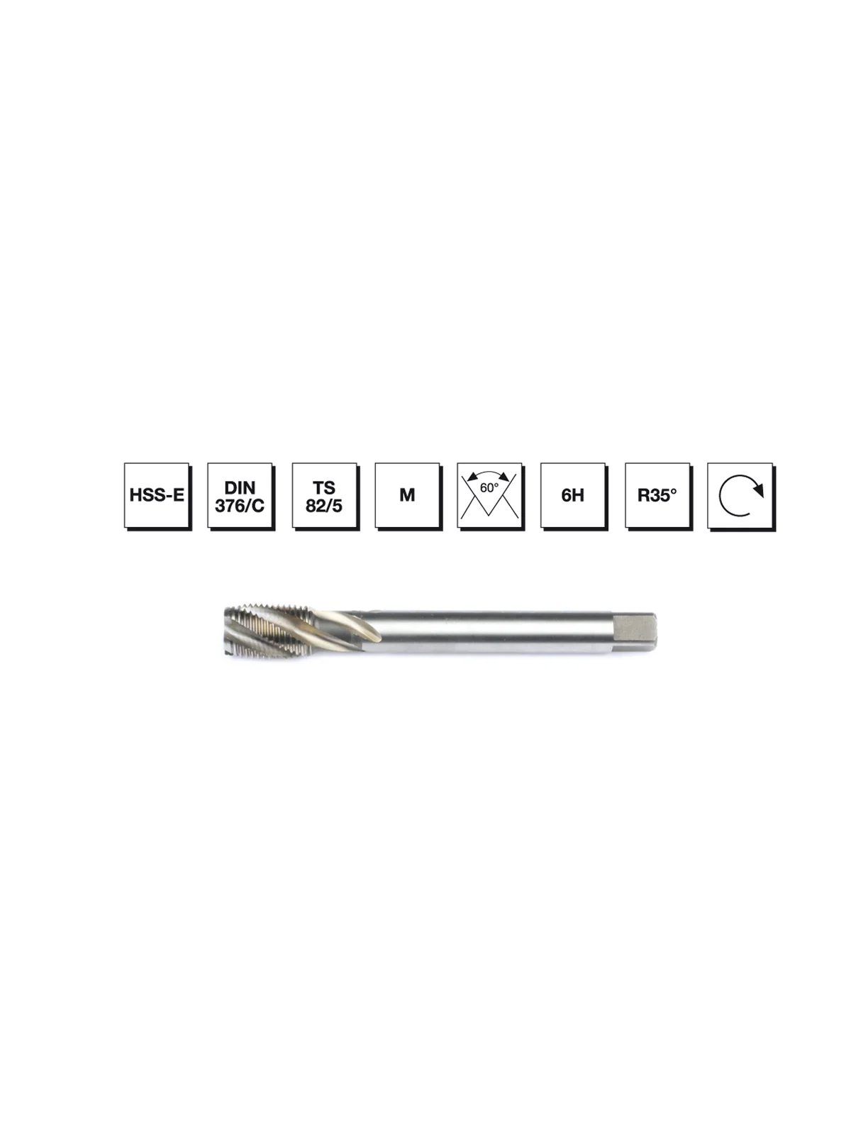 HSS - E DIN 376/C Metrik Normal Vidalı Helis Kanallı Makina Kılavuzu M20