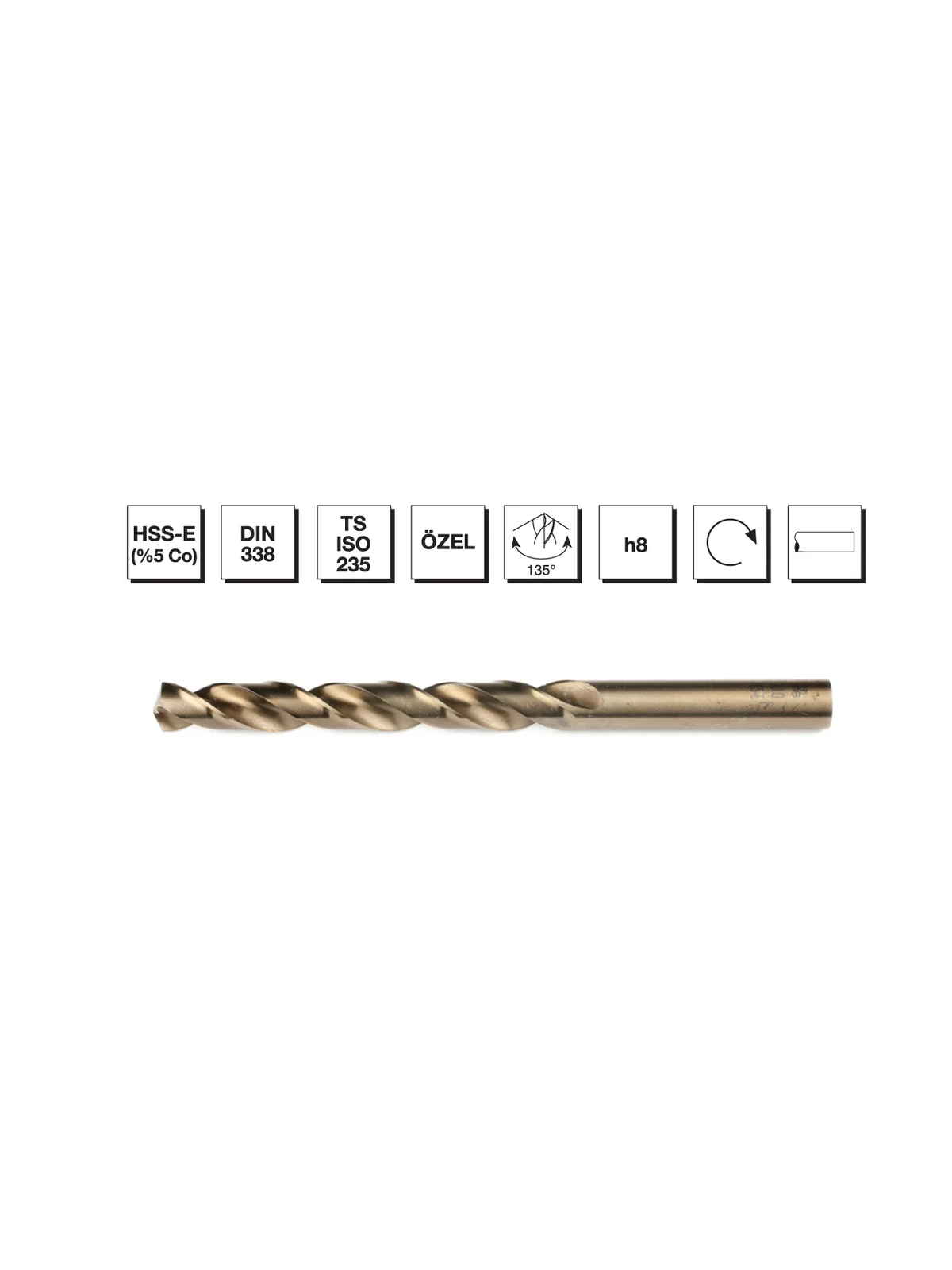 HSS-E DIN 338 Silindirik Saplı Kısa Matkap Ucu - ALTIN SERİ 7.5 mm