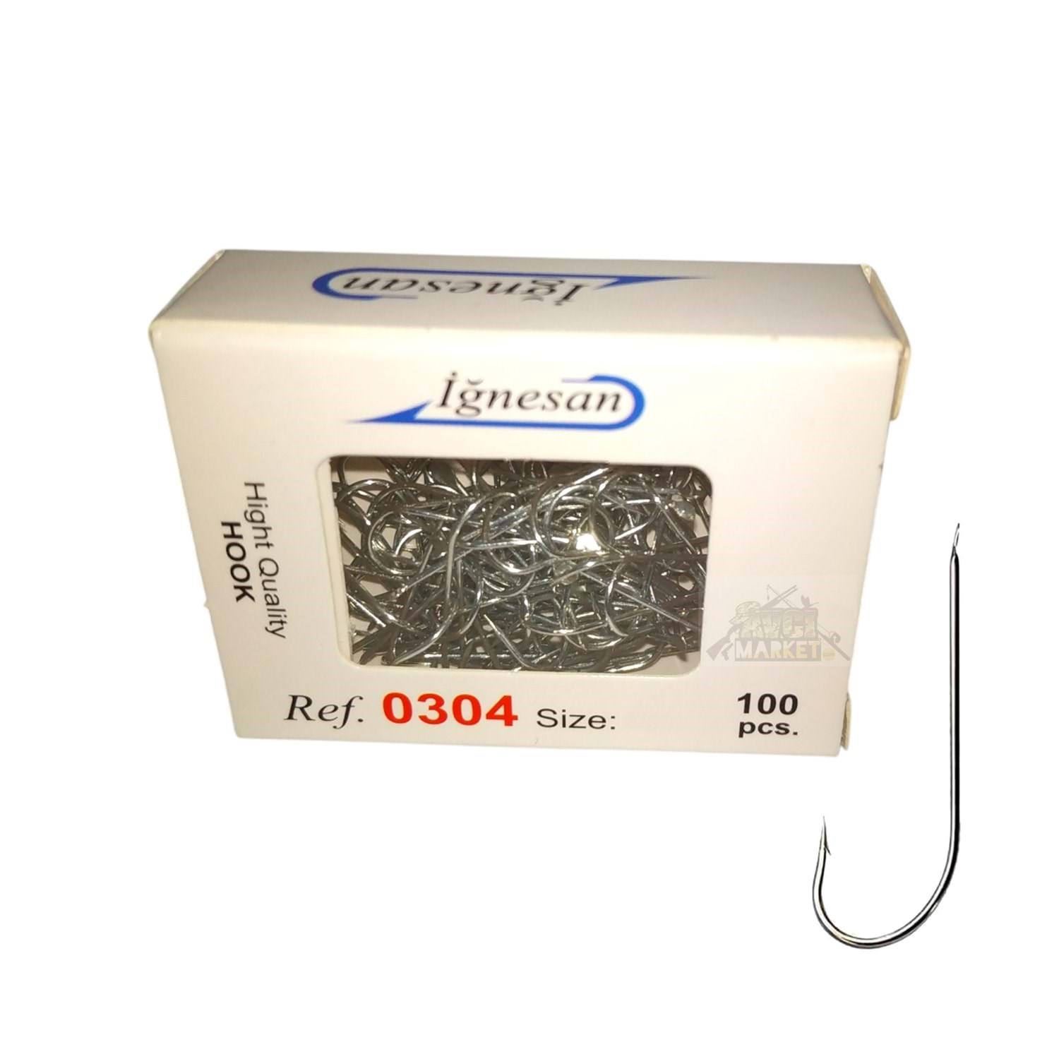 İğnesan 0304 Beyaz Uzun Gövde Düz Olta İğnesi 100lü Paket - NO-12