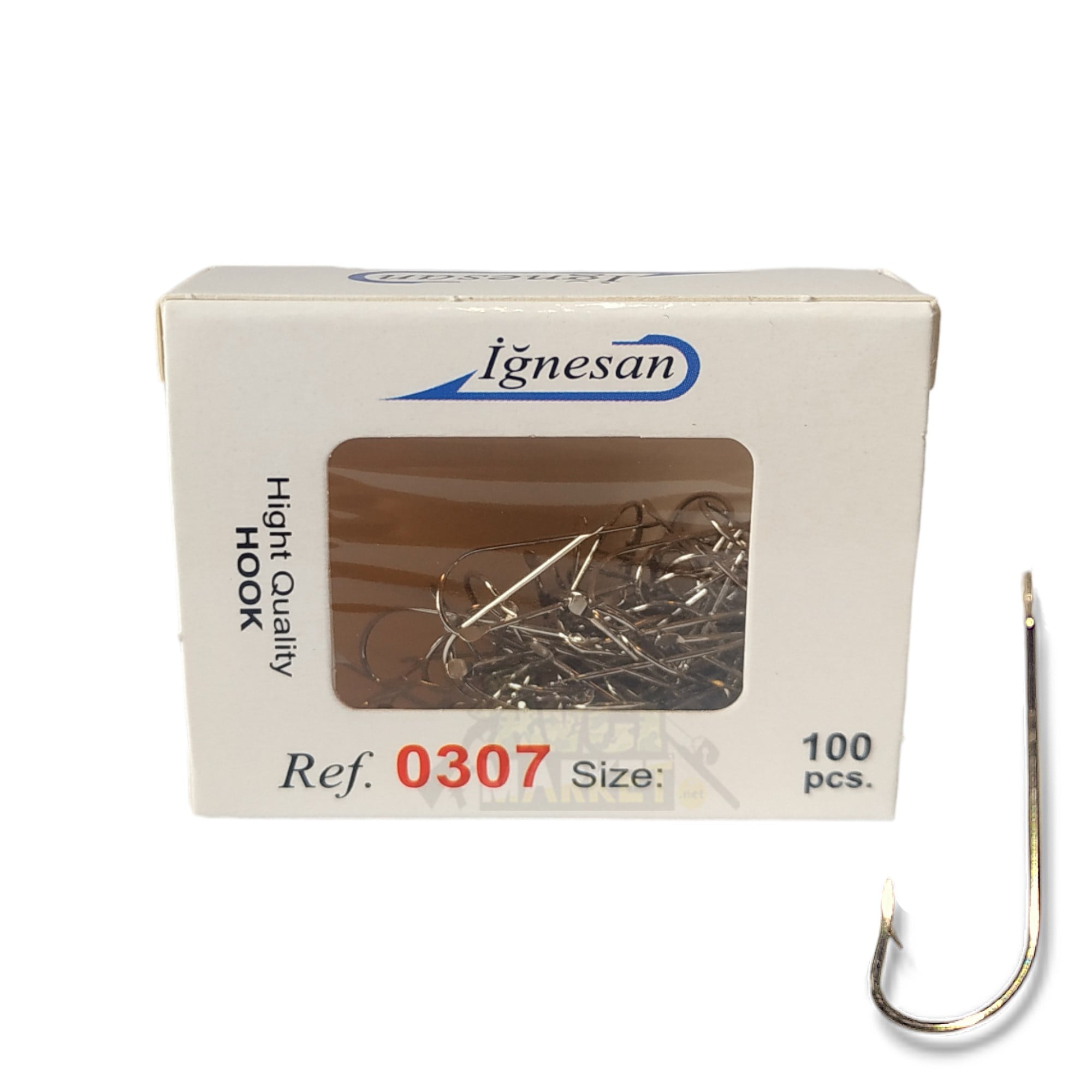 İğnesan 0307 Serisi Nikel Çapraz 100lü Paket Olta İğnesi - NO-5