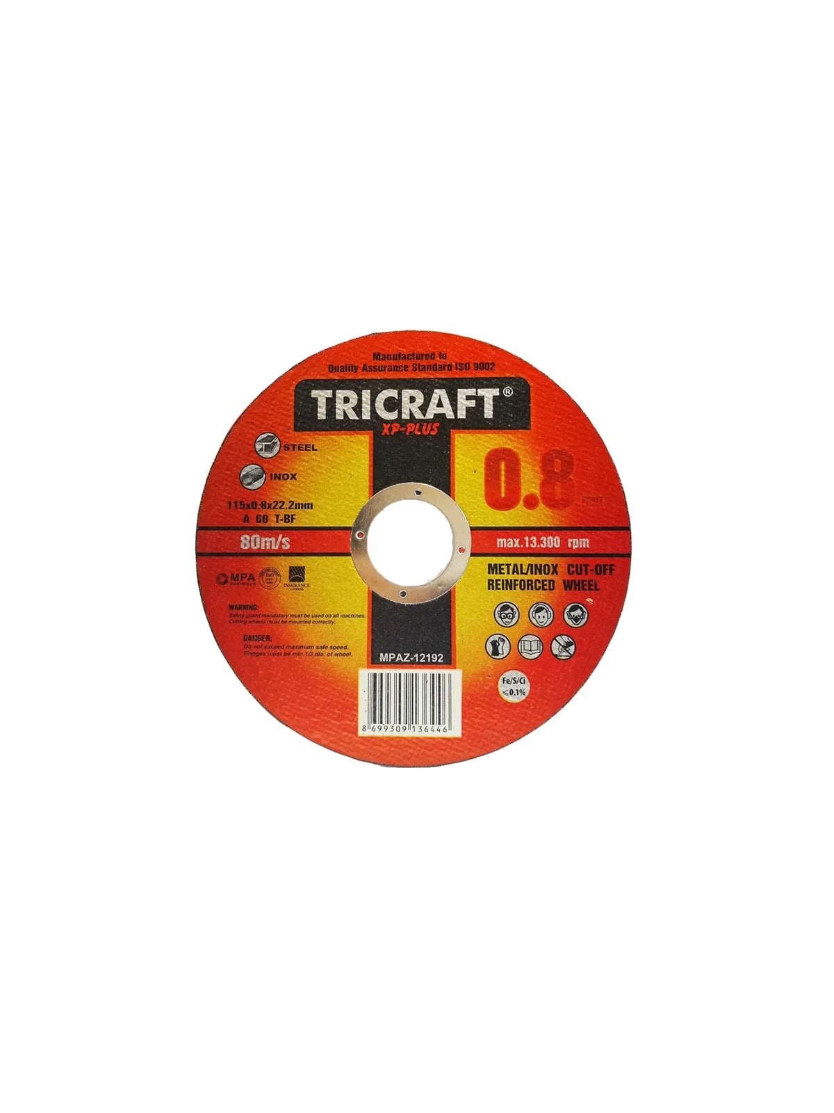 İnox Kesici Taş 115x1.0x22 mm TRİCRAFT MES 3301