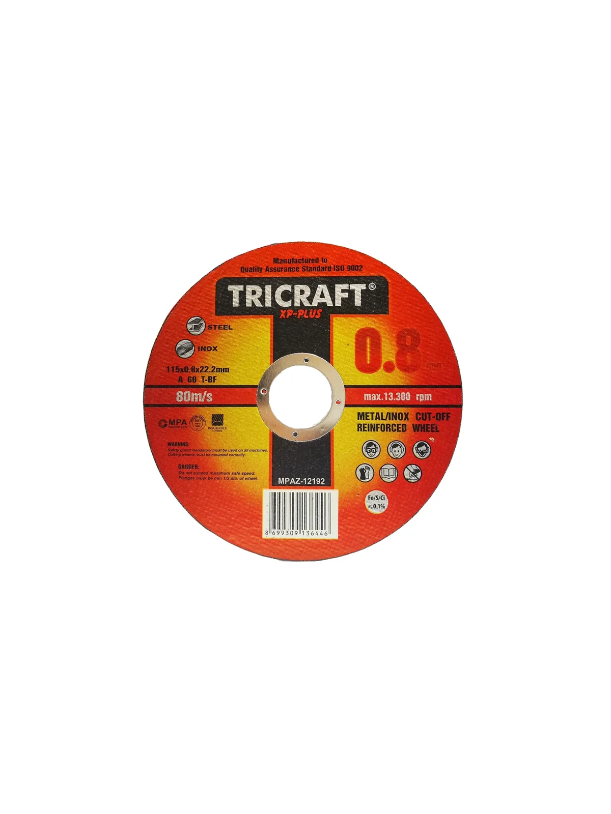İnox Kesici Taş 115x1.0x22 mm TRİCRAFT MES 3301