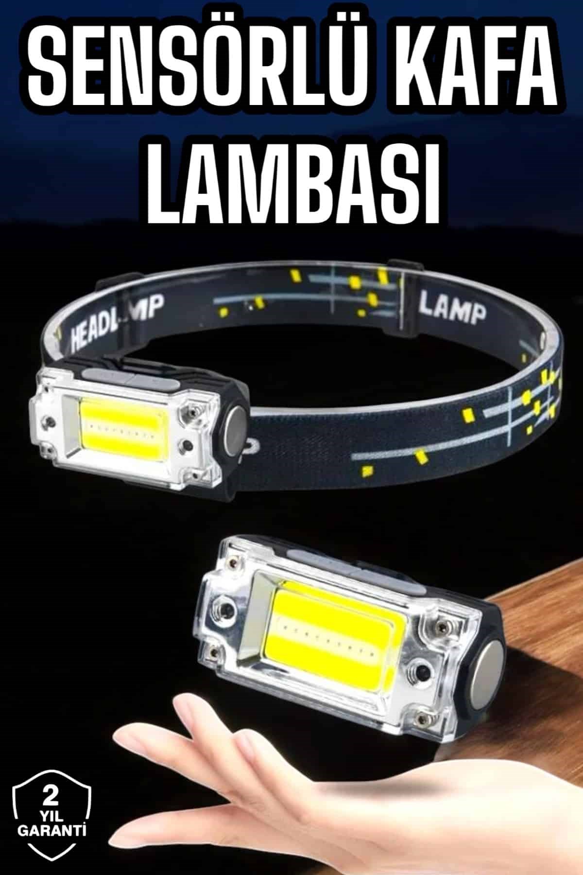 Kafa Lambası El Fenerli Kamp Lambası USB Şarjlı Esnek Lamba