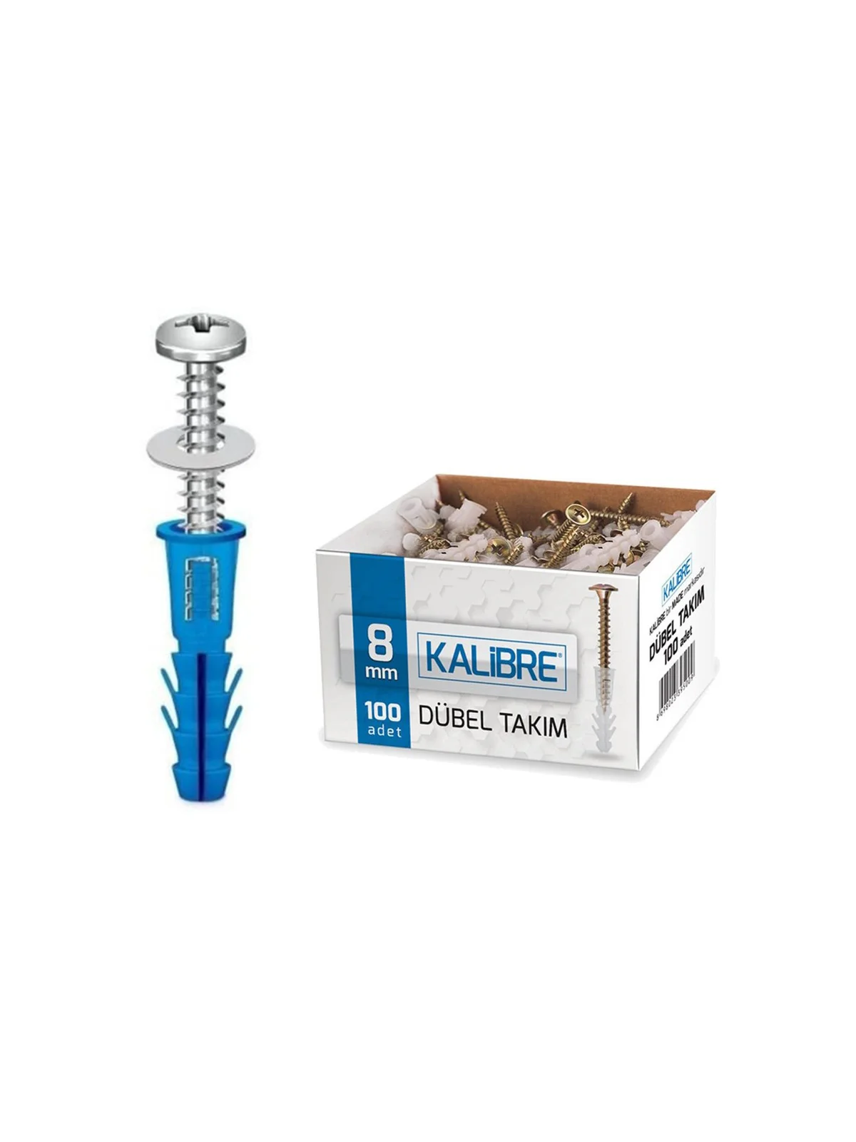 Kalibre Alçıpan Dübel Takım Bombe Başlı Pullu  8mm 10lü paket