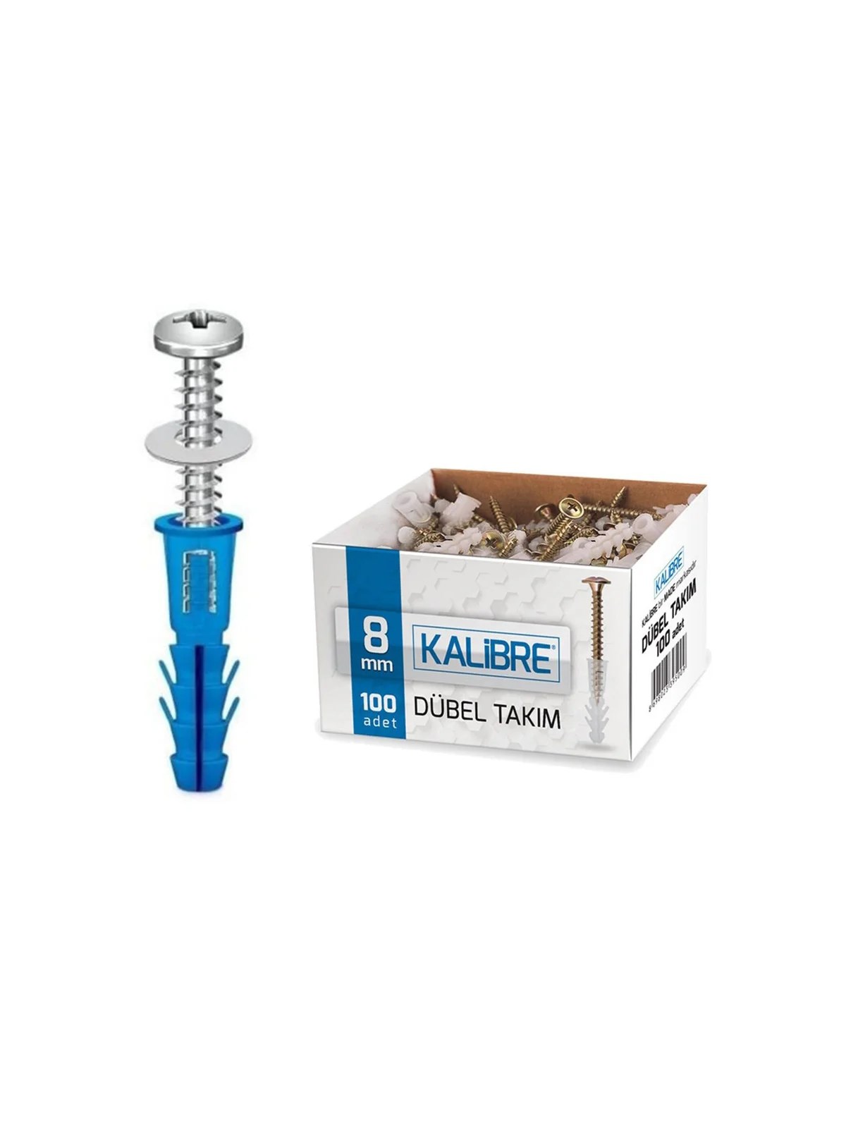Kalibre Alçıpan Dübel Takım Bombe Başlı Pullu  8mm 10lü paket