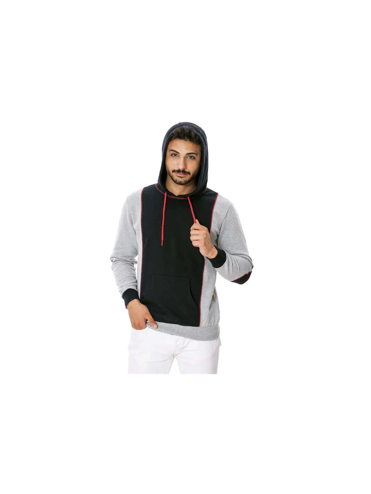 Kapşonlu Cepli Sweat Gri XXXL