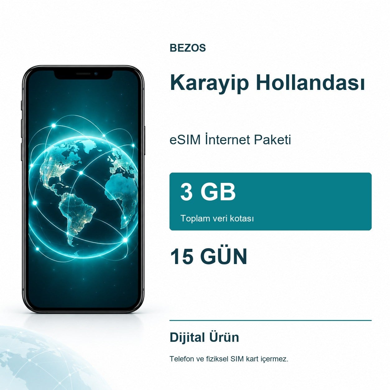 Karayip Hollandası eSIM İnternet Paketi 3 GB 15 Gün