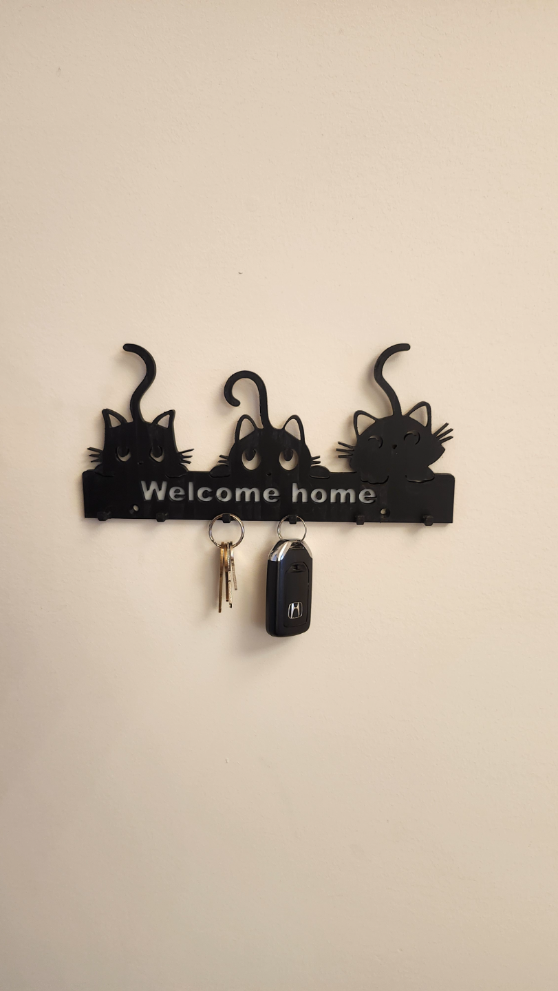 Kedili Welcome Home Anahtar Askısı Duvar Anahtarlığı Dekoratif