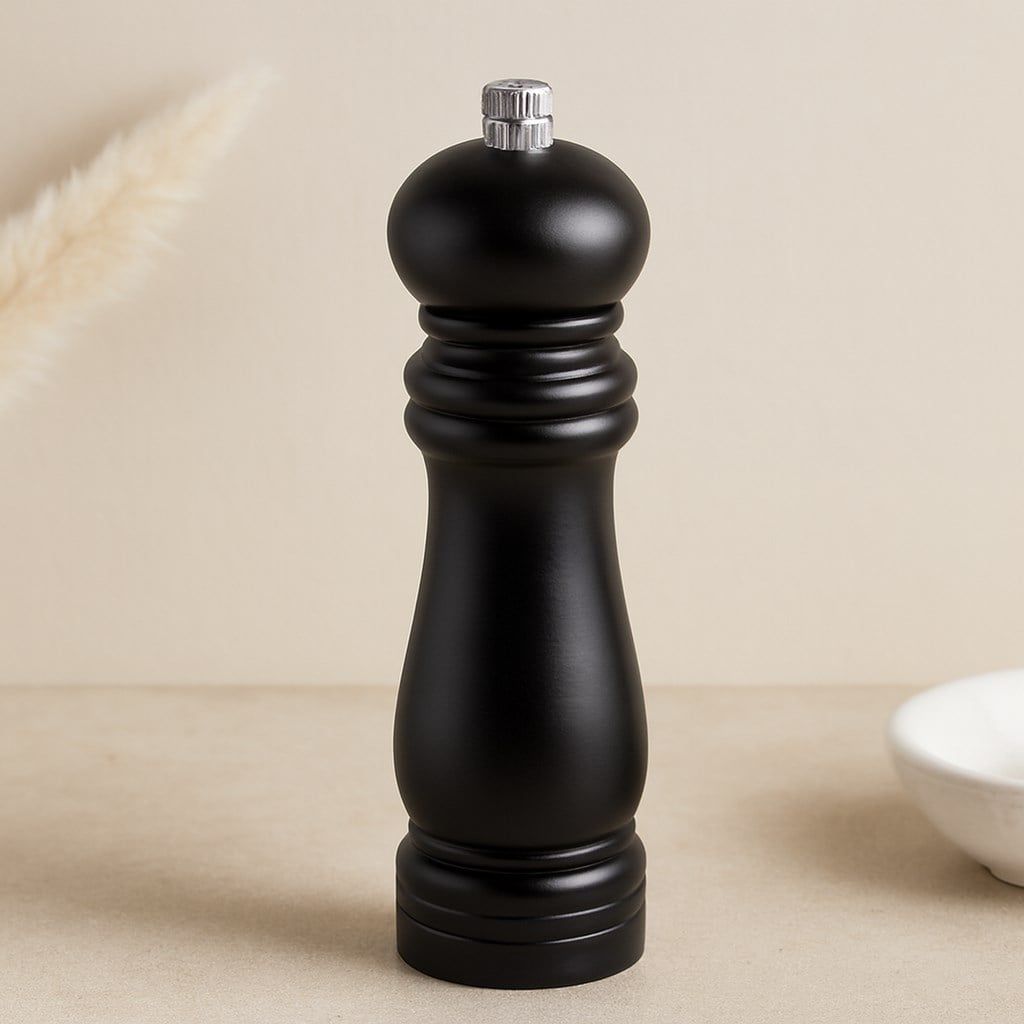Küçük Siyah Ahşap Tuz ve Baharat Öğütücü (Çap 4.5 cm, 15.5 cm)