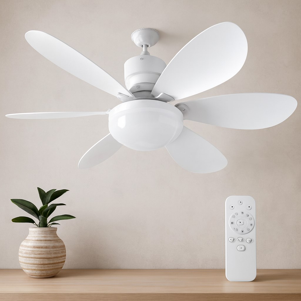 Kumandalı 2si1 Arada Tavan Vantilatör Avize 40W 6 Kanat