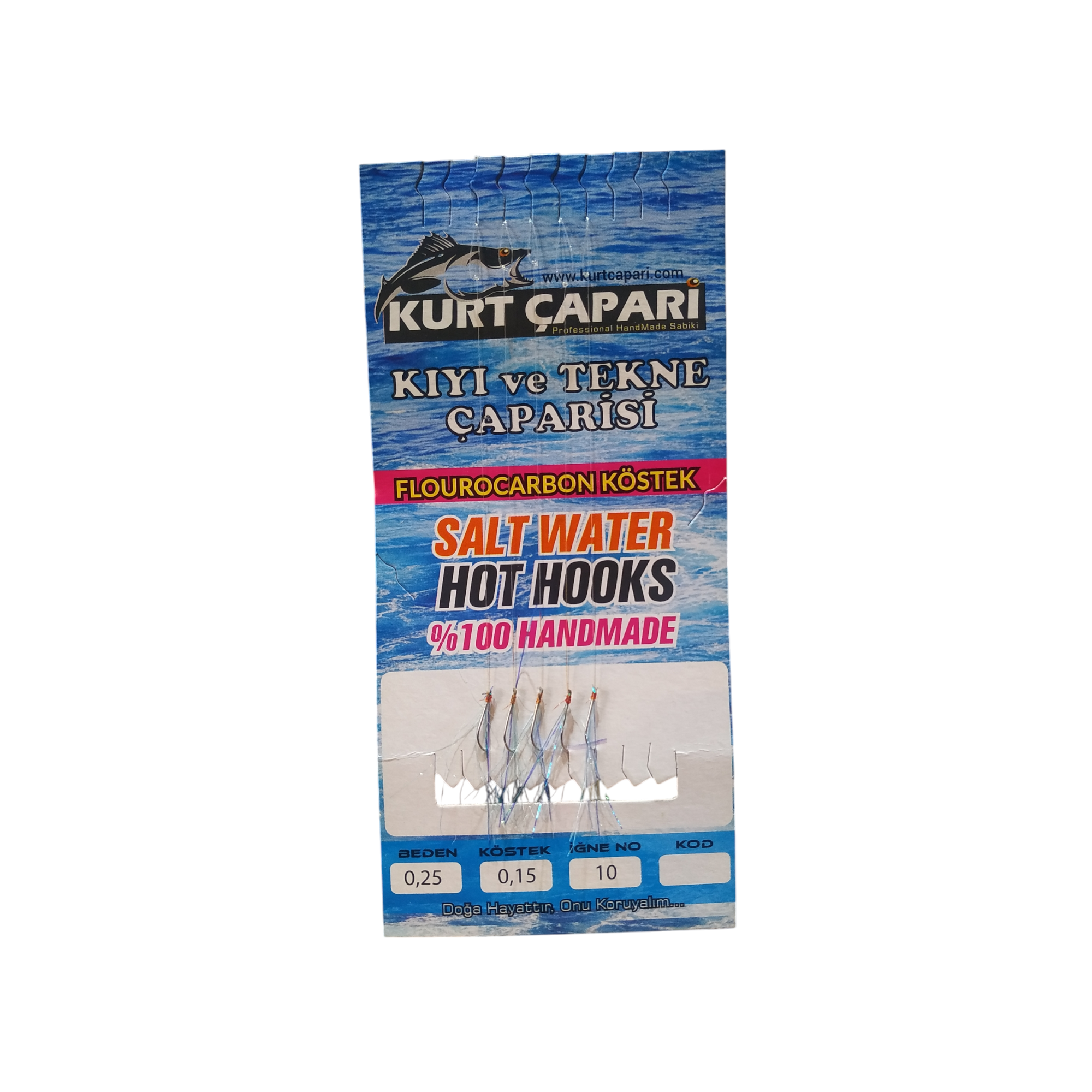 Kurt Çapari 10 Numara 5 İğneli Mavi Simli 0.25 Beden 0.15 Kısa Köstek