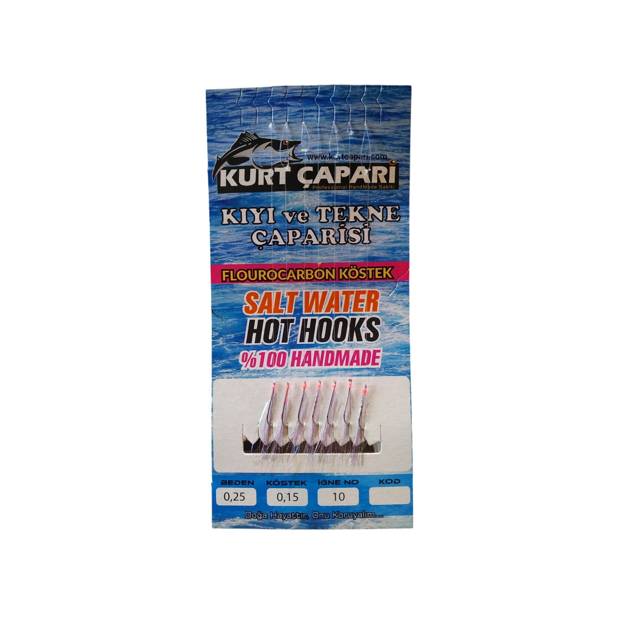 Kurt Çapari 10 Numara 7 İğneli Mor Kırçıllı 0.25 Beden 0.15 Kısa Köstek