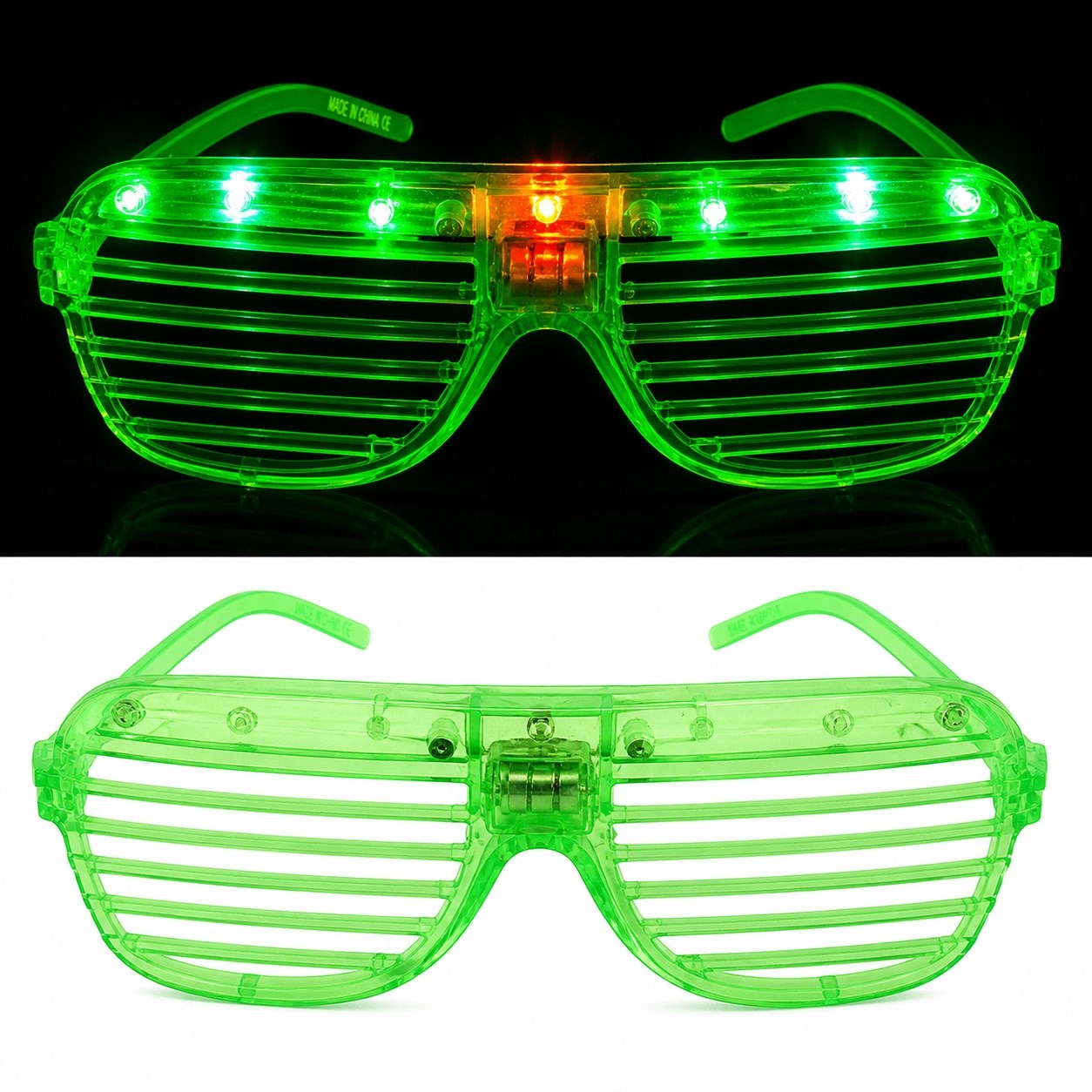 LED Işıklı Panjur Parti Gözlüğü Yeşil Renk Shutter Gözlük