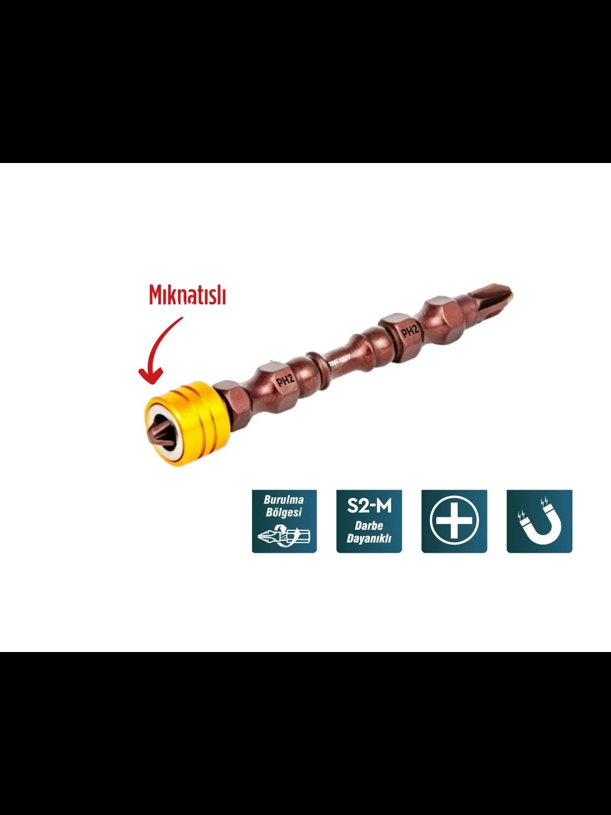 MES7083 PZ2x65 Mıknatıs Uçlu Bits Uç Çift Yönlü