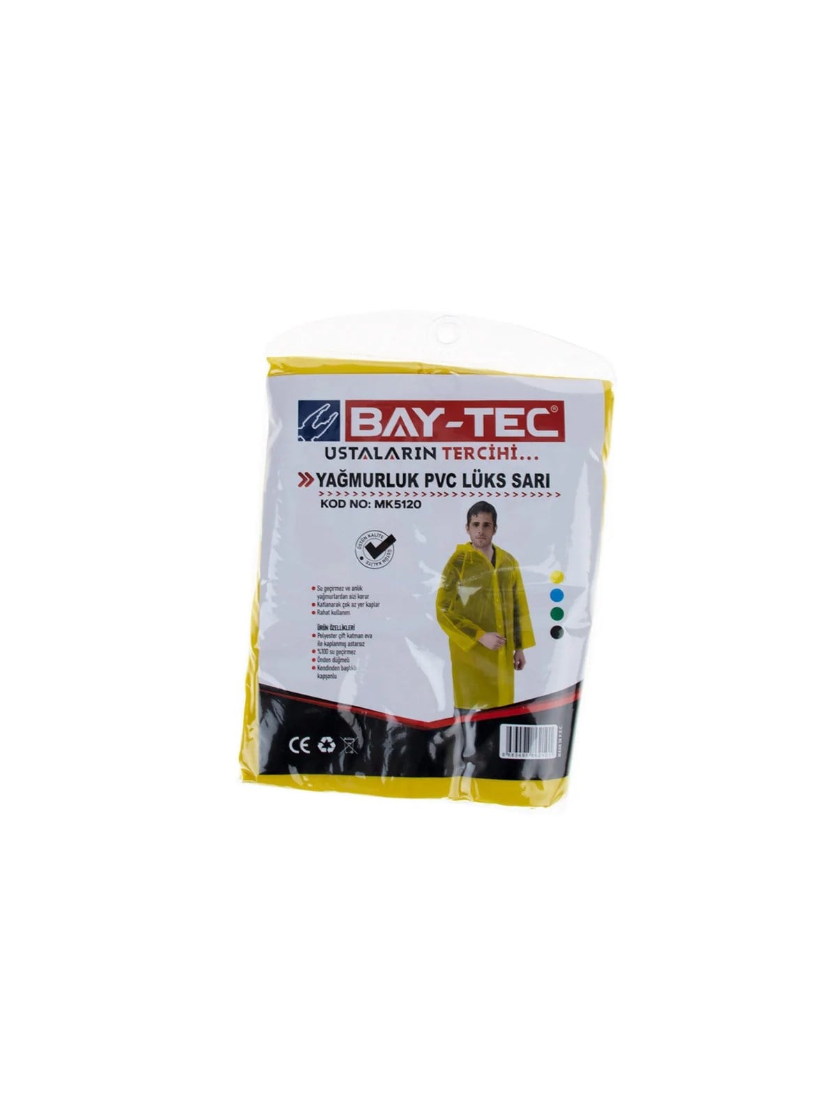 MK5120 PVC Lüks Yağmurluk Sarı Cepli Sırttan Havalandırmalı 260gr